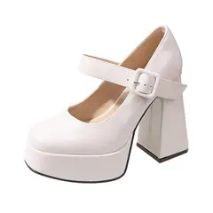 TIOZONEY - Zapatos de tacón con hebilla para mujer