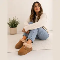 GENERICO - Pantufla Afelpado Soft Winter con Hebilla para Mujer