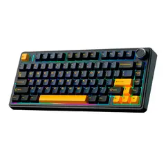 AULA - TECLADO F75 RAINBOW CABLEADO INGLÉS BLACK YELLOW PINK SWITCH