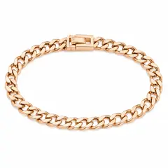 GENERICO - Pulsera Cubana Rose Gold con Broche de Seguridad Tipo Caja