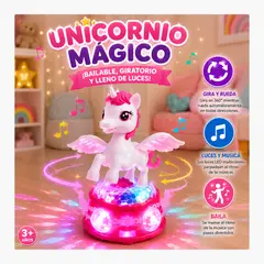 GENERICO - UNICORNIO INTERACTIVO PARA NIÑOS CON LUCES, MÚSICA Y GIRO AUTOMÁTICO
