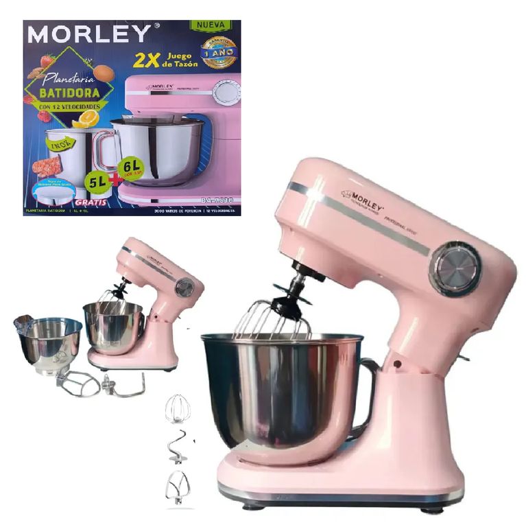 Nueva Batidora Profesional Planetaria 6.L Rosa 2500 Watts