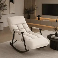 GENERICO - SILLA SILLÓN SOFÁ MECEDORA RECLINABLE TERRAZA BEIGE