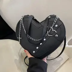 FASHION - Cartera Bandolera Modelo Corazón Estilo Punk Gótico