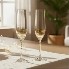 BOHEMIA CRYSTAL - Spiral Gold Flute 190ml Bohemia Cristal Glass - Set x 2 copas