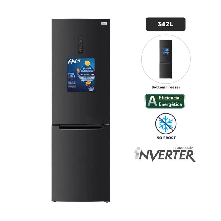 Refrigeradora 342L Inverter OS-PNFC347BI Black Inox