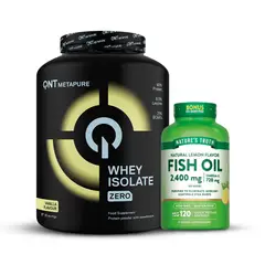 Qnt - Proteína Isolatada Metapure Vainilla de 4.4Lb + Omega 3 Fish Oil 2400mg 120 cápsulas