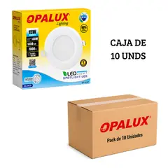 OPALUX - Spot Dicroico LED Empotrable 15W Luz Blanca - Pack de 10 Unidades