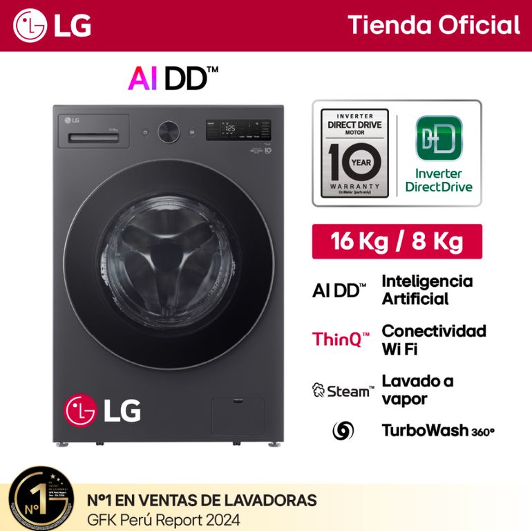 Lavaseca de 16Kg de Lavado y 8Kg de Secado