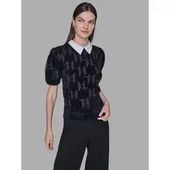 KARL LAGERFELD - SWEATER FUZZY KL SS COLLAR SWTR