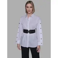 KARL LAGERFELD - CAMISA DE MANGA LARGA CON CINTURÓN INTEGRADO KL