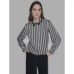 KARL LAGERFELD - BLUSA STRIPED LONG SLEEVE COLLARED B
