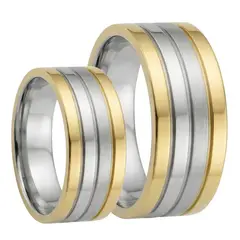 GENERICO - Aro Anillo Compromiso Novios Acero Plateado Dorado