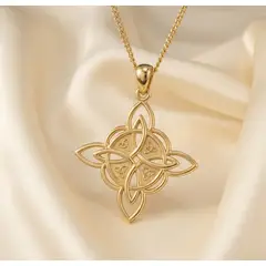 LUYA JOYERÍA - Collar nudo de bruja Plata 950 con baño en oro 18 k