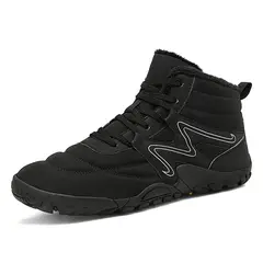 TIOZONEY - Botas de nieve cortas de felpa para Hombre - Negro