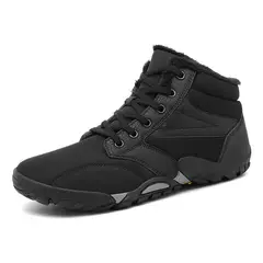 TIOZONEY - Botas de nieve cortas de felpa para Hombre - Negro