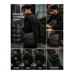 GENERICO - Morral de Hombre Ejecutivo Elegante Cuero PU Negro