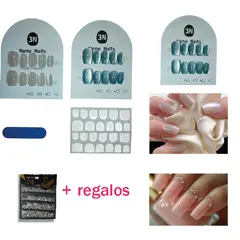 GENERICO - Uñas efecto ojo de gato tipo press on y regalos