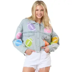 TIOZONEY - Chaqueta vaquera para mujer-Azul