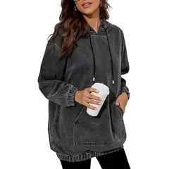 TIOZONEY - Chaqueta vaquera para mujer-Gris