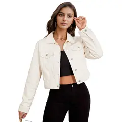 TIOZONEY - Chaqueta vaquera para mujer-Beige