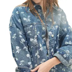 TIOZONEY - Chaqueta vaquera para mujer-Azul