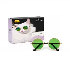 GENERICO - Lentes gafas redondas para mascotas gatos color verde