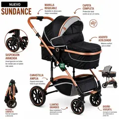 EBABY - Coche Moisés plegable para Bebé Sundance 3 en 1 Gris