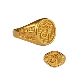 CLEO JOYAS & ACCESORIOS - Anillo Ojos de Horus Acero Hombre T24 Nacional