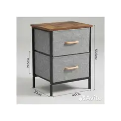 GENERICO - MESA DE NOCHE ELEGANTE DE TELA Y MADERA 2 CAJONES