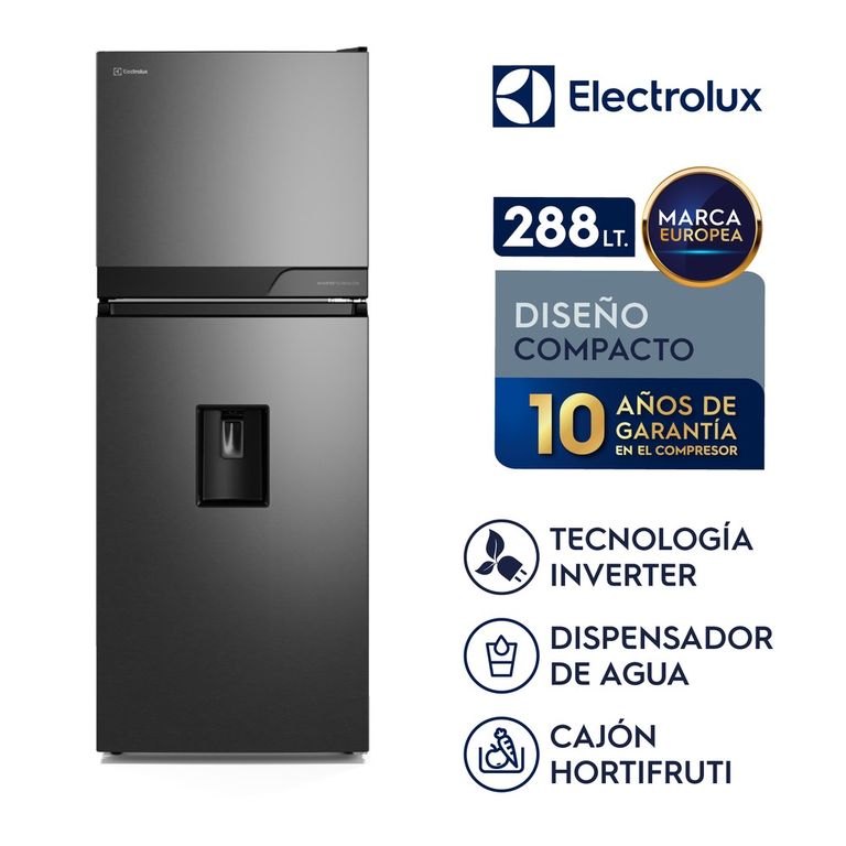 Refrigeradora Top Freezer con dispensador 288L No Frost Negra ERT30A2P6DC