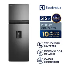 Electrolux - Refrigeradora Top Freezer con dispensador 315L No Frost Negra ERT34A2P6DC