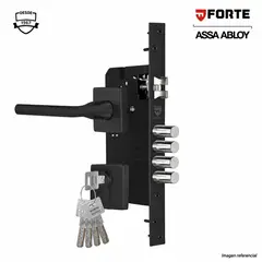 FORTE - Cerradura Embutir Principal Cuadrada Negro mate 3 golpes