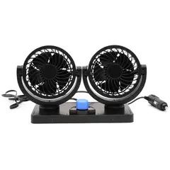 OEM - Ventilador De Auto Doble Cabezal Rotativo 360° Negro