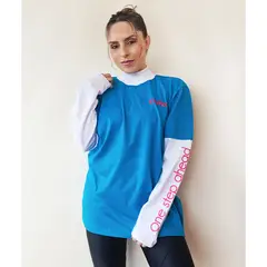 KINETIX - Polo Manga Larga Oversized Street Form Algodón Mujer Turquesa