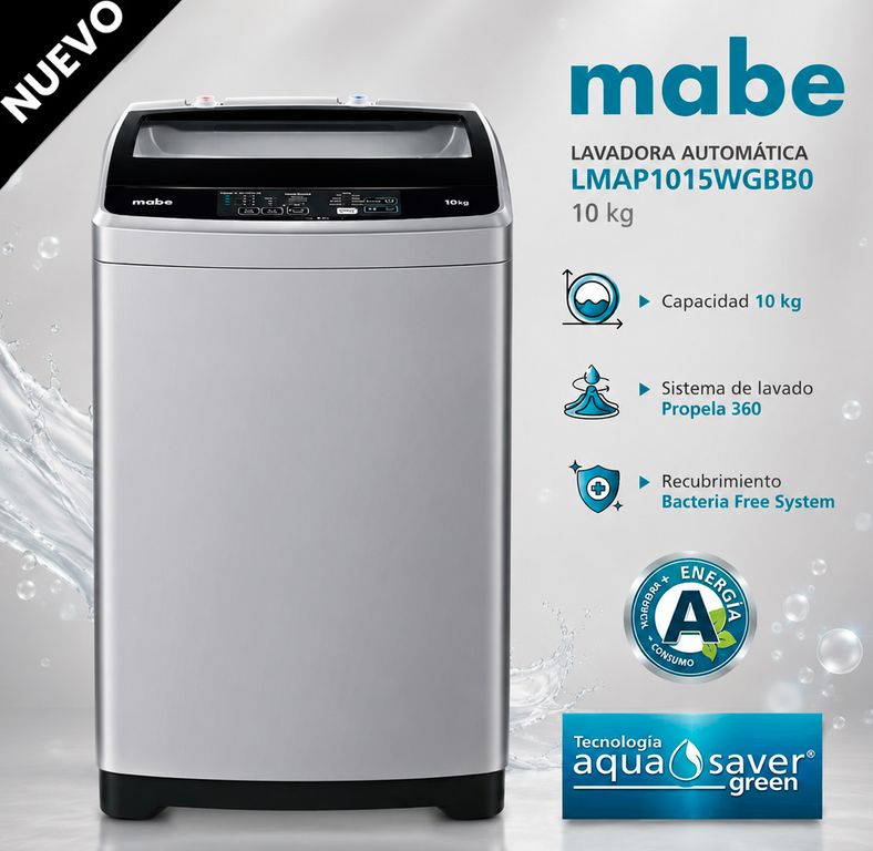 LMAP1015WGBB0 - Lavadora Automatica Aqua Saver Green 10Kg Silver