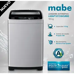 Mabe - LMAP1015WGBB0 - Lavadora Automatica Aqua Saver Green 10Kg Silver