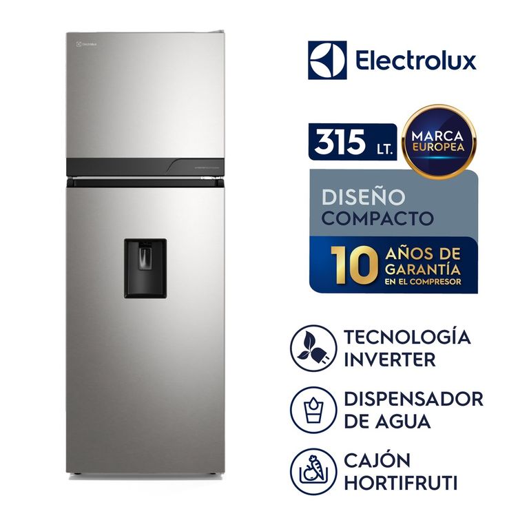 Refrigeradora Top Freezer con dispensador 315L No Frost Silver ERT34A2P6DS