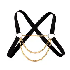 GENERICO - Arnés de Pecho con Cadenas Doradas para Hombre