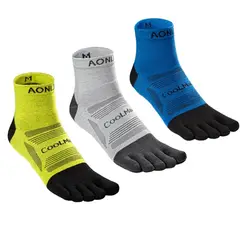 AONIJIE - Calcetines Deportivos de Dedos Unisex Largo Medio 3 Pares