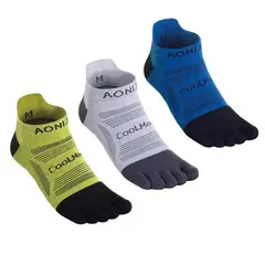 AONIJIE - Calcetines de Dedos Running Unisex Transpirable Corte Bajo 3 Pares