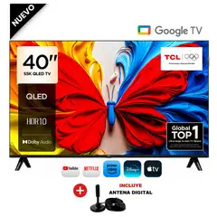 TCL - TELEVSOR 40 PULGADAS QLED GOOGLE TV 40S5K + Antena