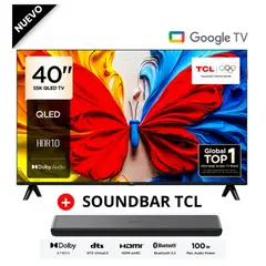 TCL - TELEVSOR 40 PULGADAS QLED GOOGLE TV 40S5K + SOUNDBAR