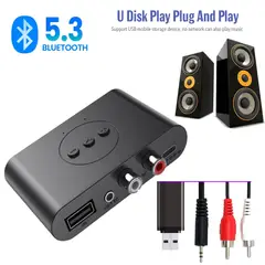 GENERICO - Receptor de audio Bluetooth 5.3 NFC Disco U RCA 3.5mm AUX USB Estéreo Música