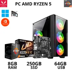 AMD - PC RYZEN 5 8GB RAM 256GB SSD CON USB 64GB
