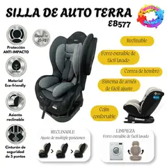 EBABY - SILLAS DE AUTO "TERRA" PARA BEBE ACOLCHADO CON ASIENTO RECLINABLE  -  GRIS CLARO