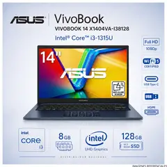 ASUS - Laptop VIVOBOOK 14 X1404VA-I38128 Intel® Core™ i3-1315U 8GB DDR4 128GB SSD 14" Full HD 60Hz