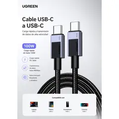 UGREEN - Cable Tipo C a C 100w 2 metros 5A New Model