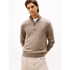 TOMMY HILFIGER - SWEATER PIMA ORG CTN CASHMERE ZIP MOCK TH