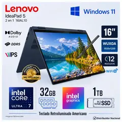 LENOVO - Laptop 2 en 1 IDEAPAD 5 16IAL10 Intel® Core™ Ultra 7 255U 32GB RAM 1TB SSD 16" WUXGA IPS 83KS001BUS